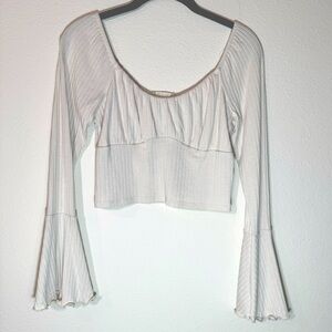 Altard State Bell Sleeve Crop Top Cream